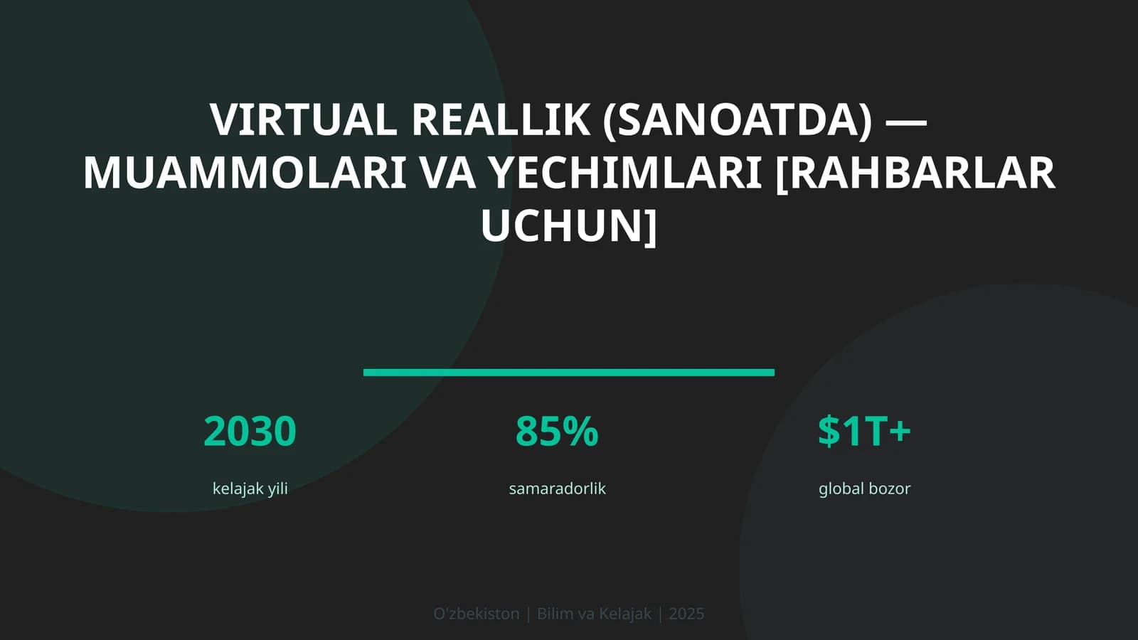 Virtual reallik (sanoatda) — muammolari va yechimlari [rahbarlar uchun]