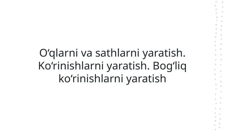 O‘qlar vasathlarni yaratish