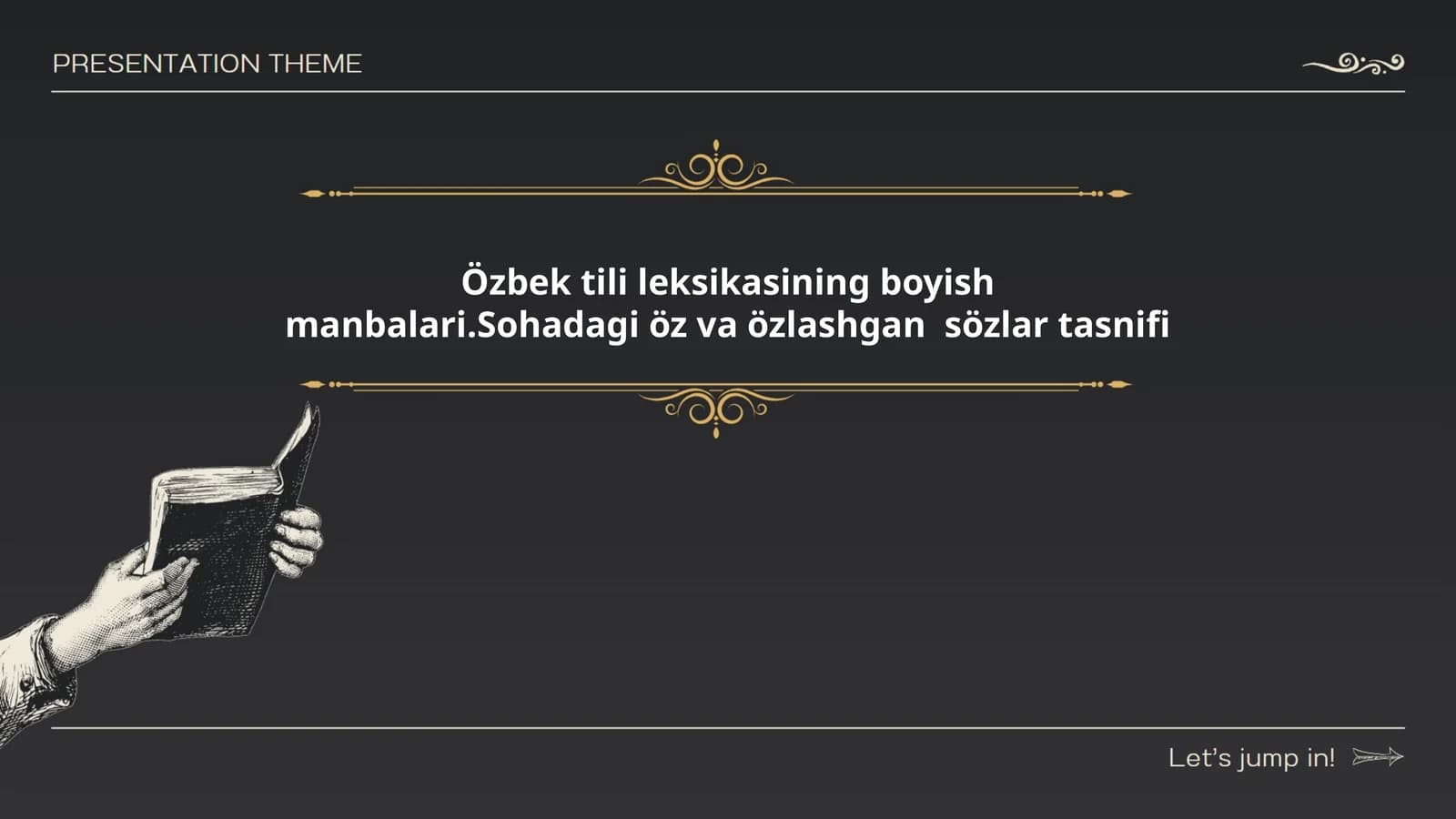Özbek tili leksikasining boyish manbalari.Sohadagi öz va özlashgan sözlar tasnifi