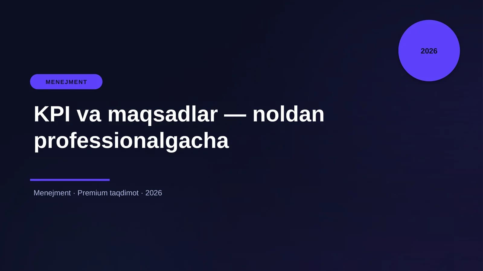 KPI va maqsadlar — noldan professionalgacha