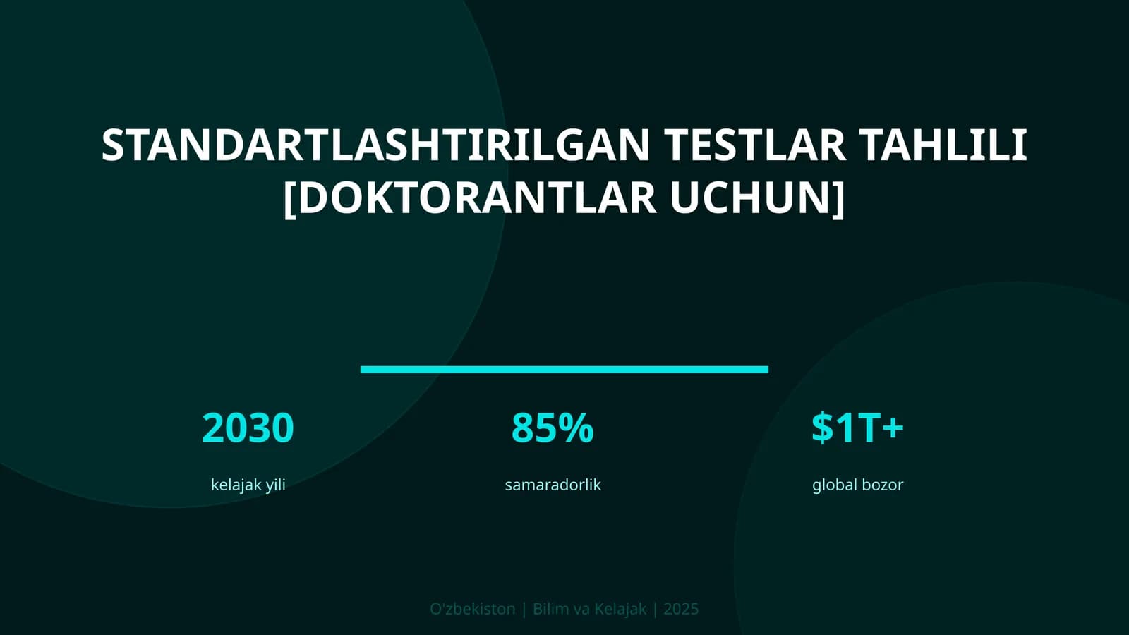 Standartlashtirilgan testlar tahlili [doktorantlar uchun]