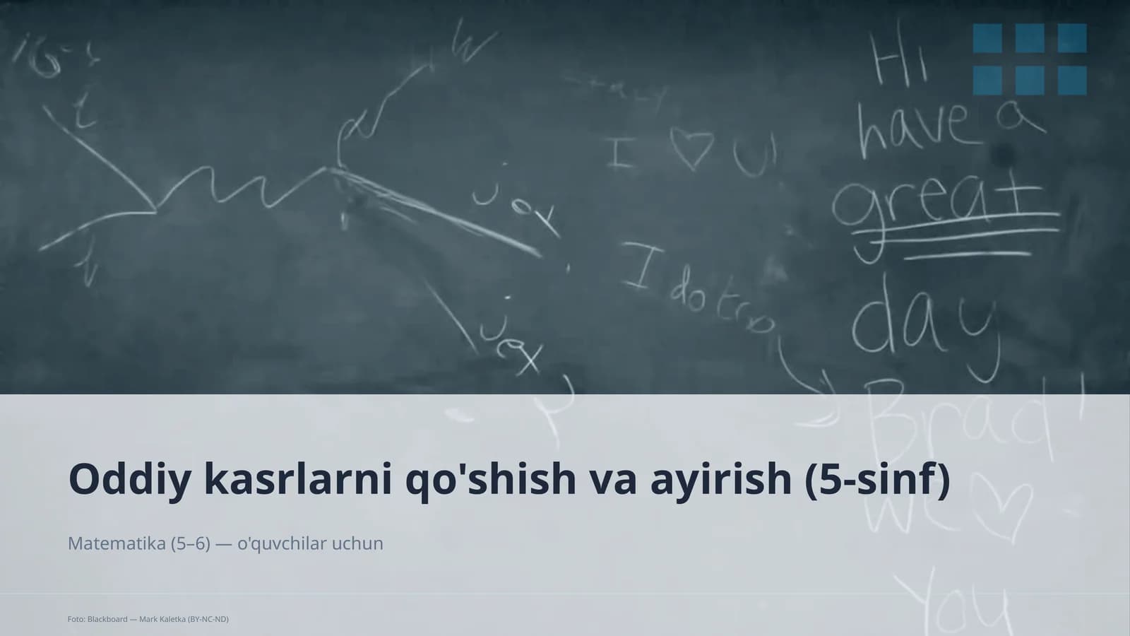 Oddiy kasrlarni qo'shish va ayirish (5-sinf)