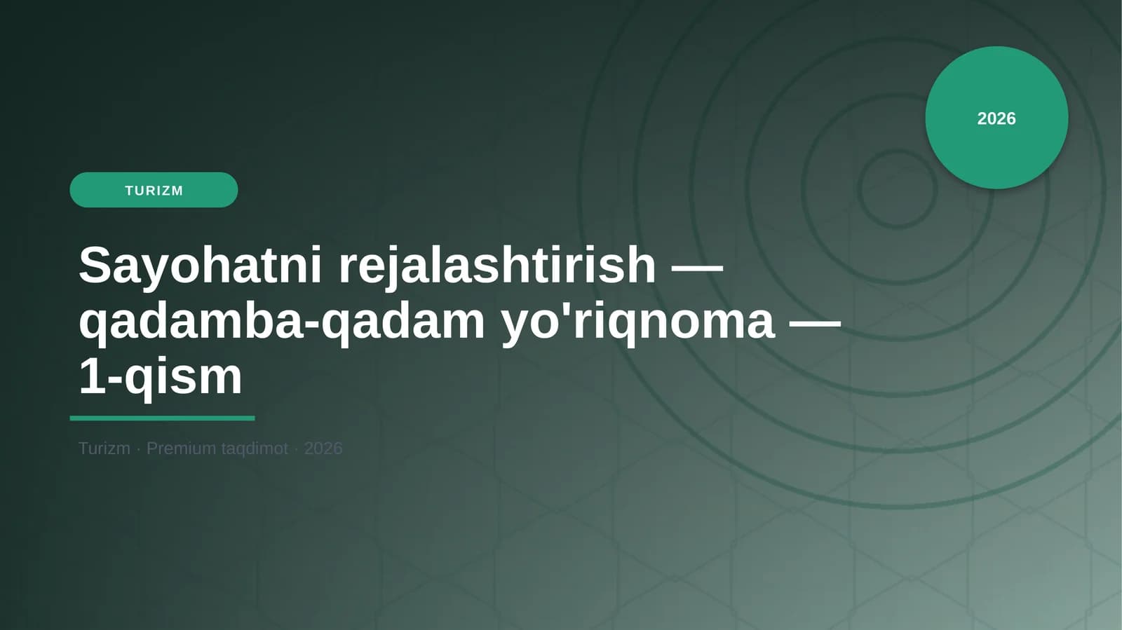 Sayohatni rejalashtirish — qadamba-qadam yo'riqnoma — 1-qism