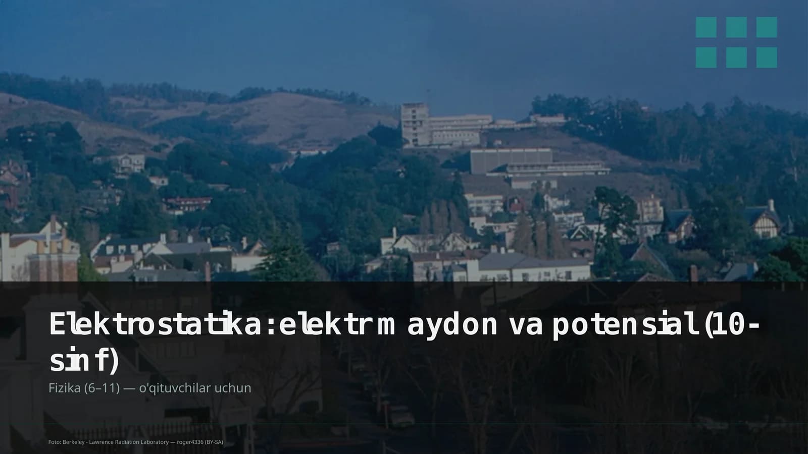 Elektrostatika: elektr maydon va potensial (10-sinf)