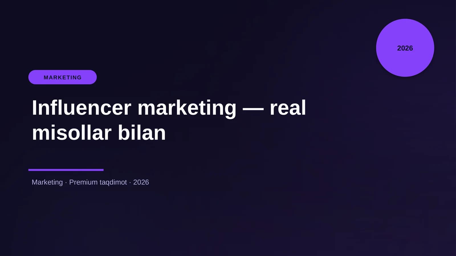 Influencer marketing — real misollar bilan