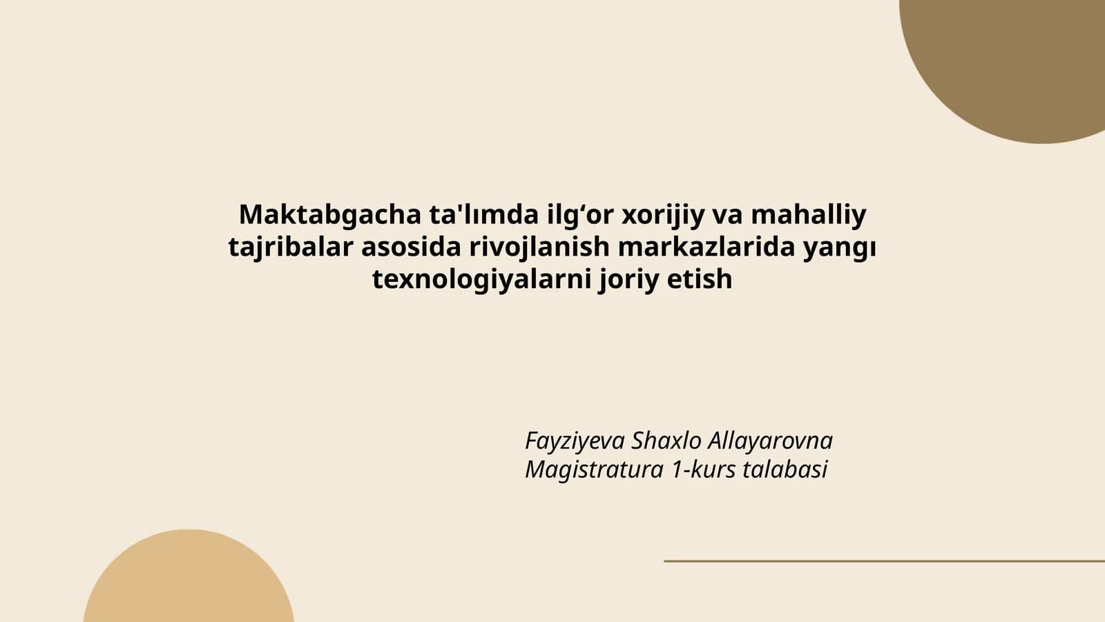 Markazlarida yangı texnologiyalarni joriy etish