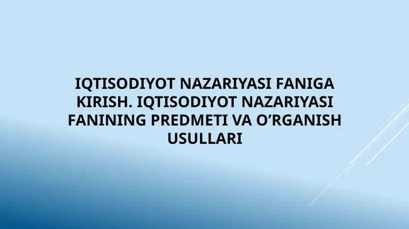 Iqtisodiyot Nazariyasi Fani