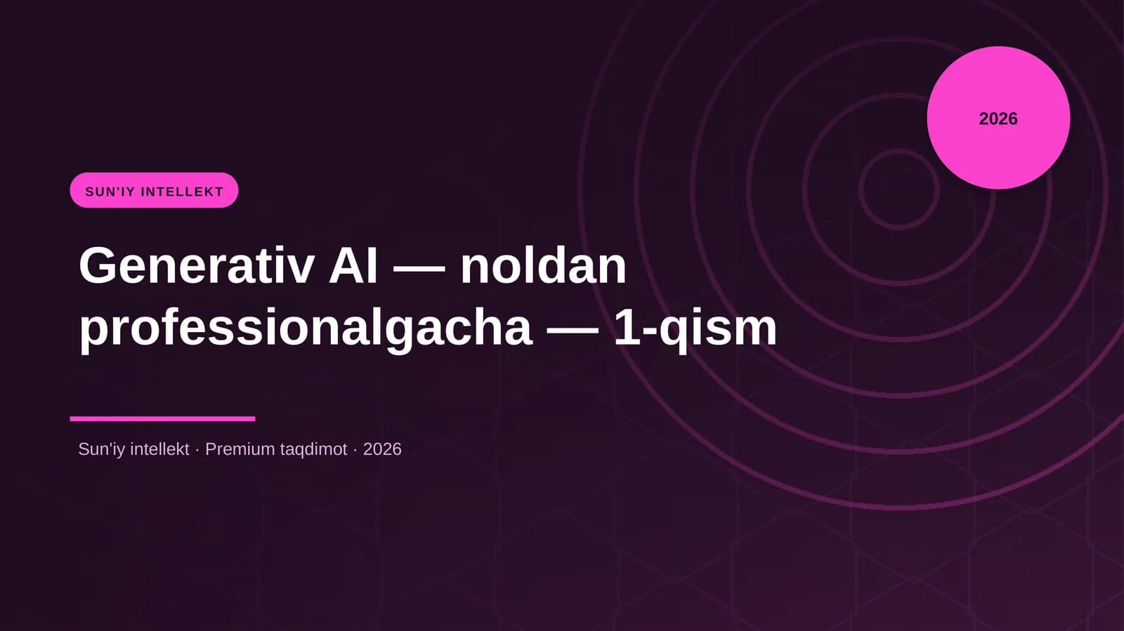 Generativ AI — noldan professionalgacha — 1-qism