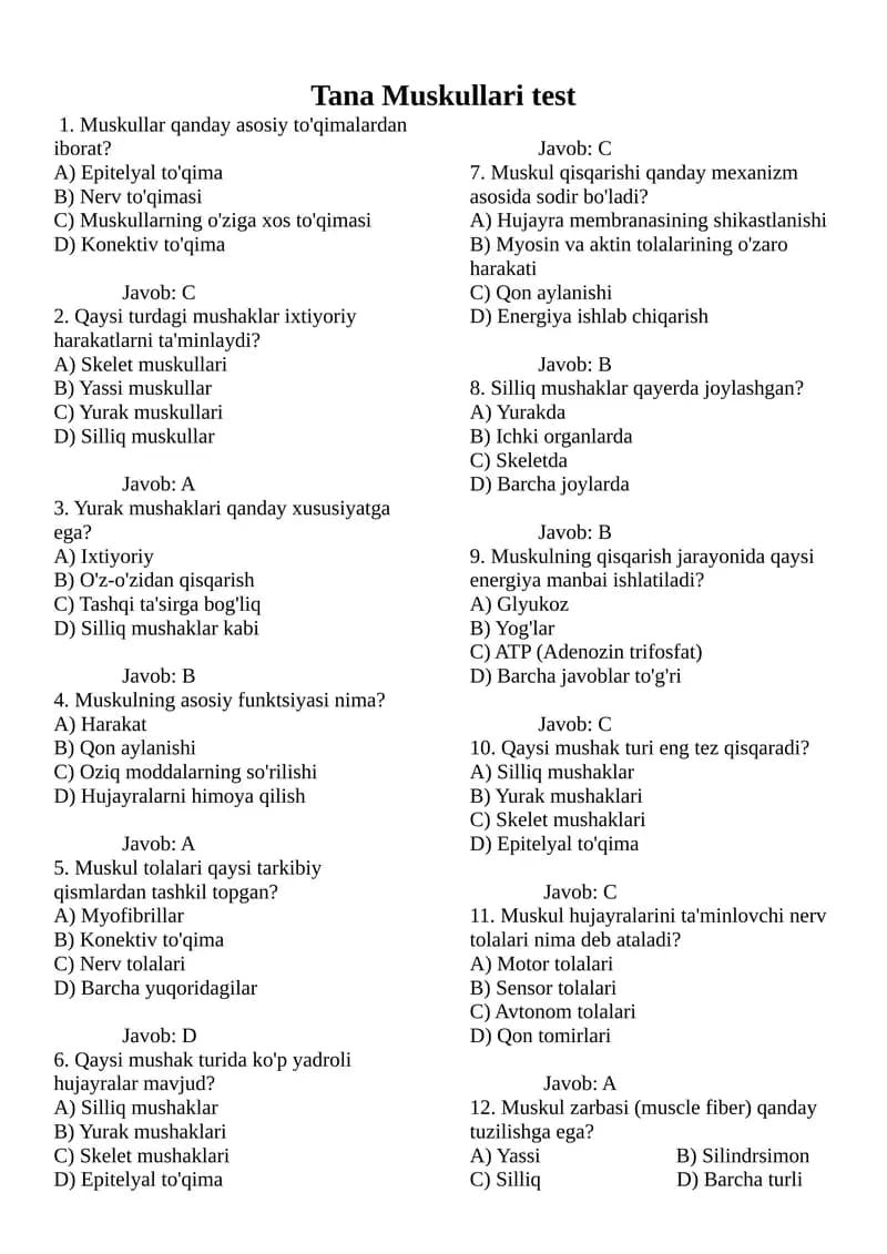 Tana Muskullari test