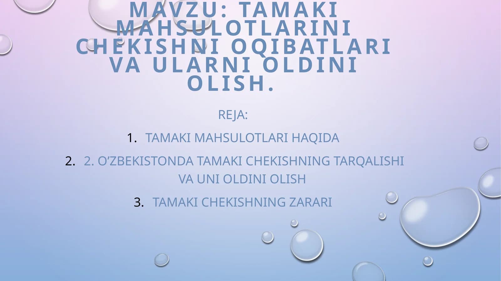 TAMAKI MAHSULOTLARINI CHEKISHNI OQIBATLARI VA ULARNI OLDINI OLISH