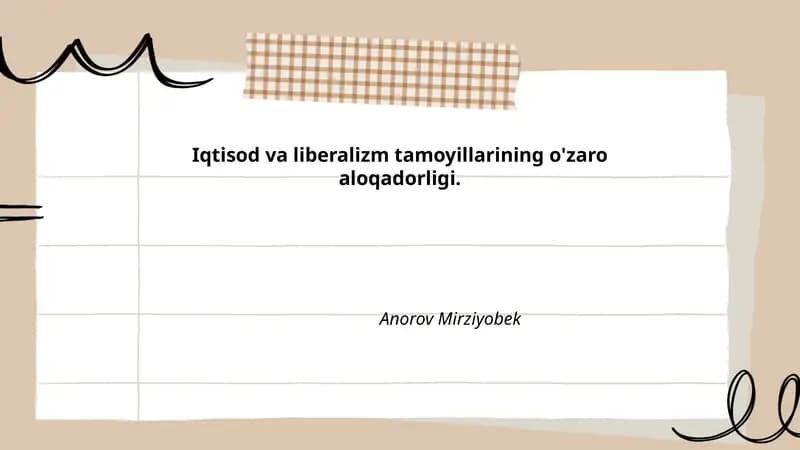 Iqtisod va liberalizm tamoyillarining o'zaro aloqadorligi