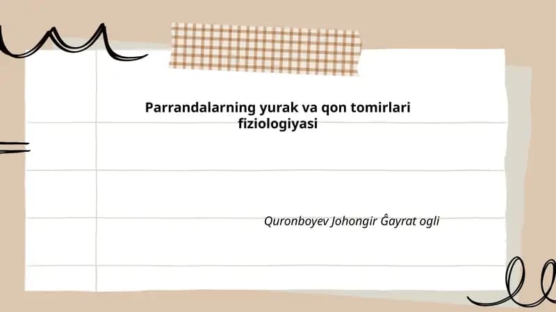 Parrandalarning yurak va qon tomirlari fiziologiyasi