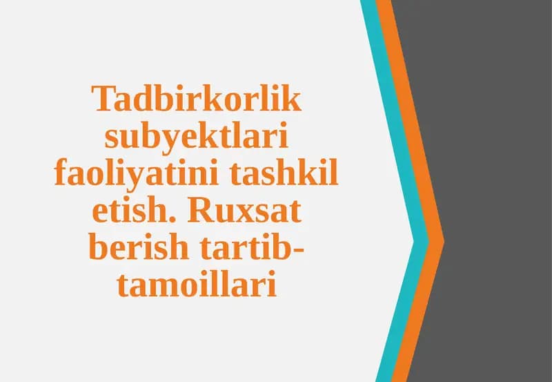 Tadbirkorlik faoliyati tashkilotish tartib-tamoillari