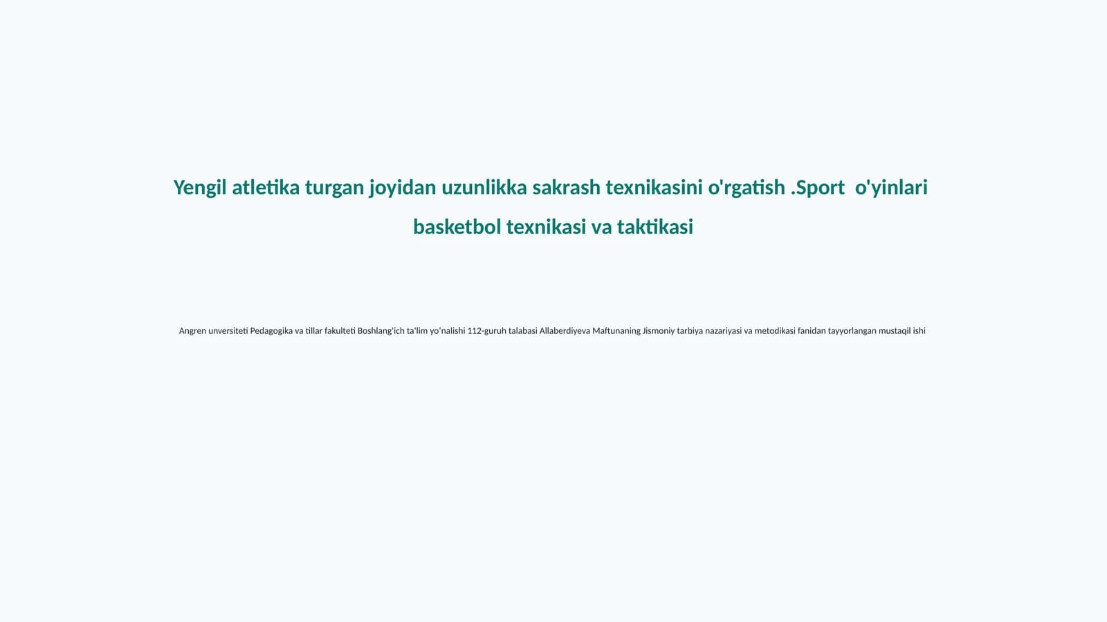 Yengil atletika turgan joyidan uzunlikka sakrash texnikasi