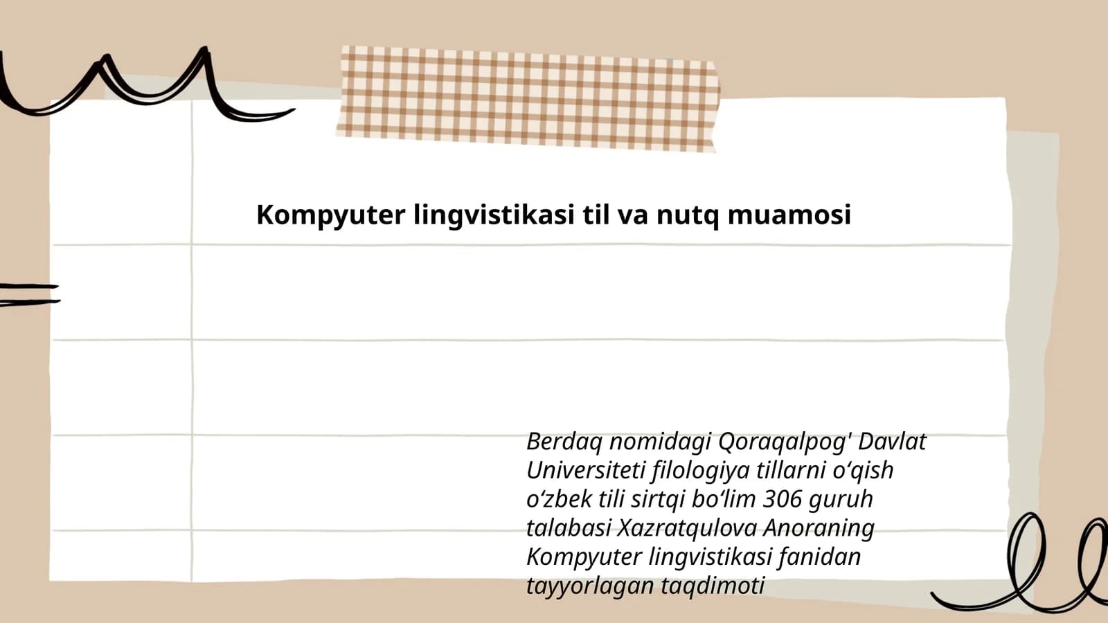 Kompyuter lingvistikasi til va nutq muamosi