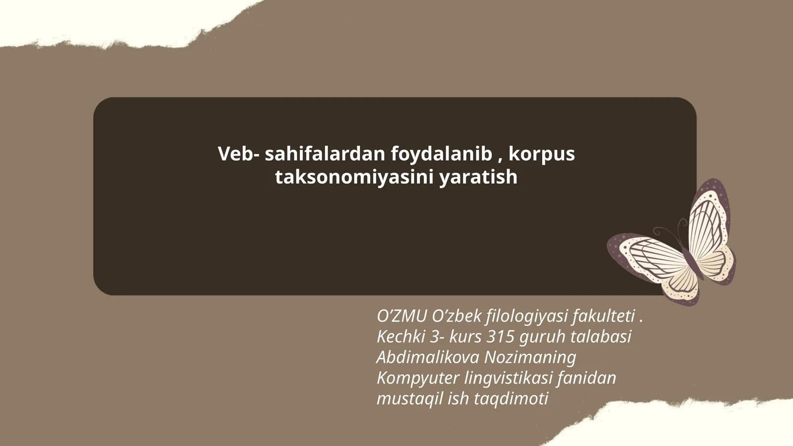Kompyuter lingvistikasi fanidan mustaqil ish taqdimoti