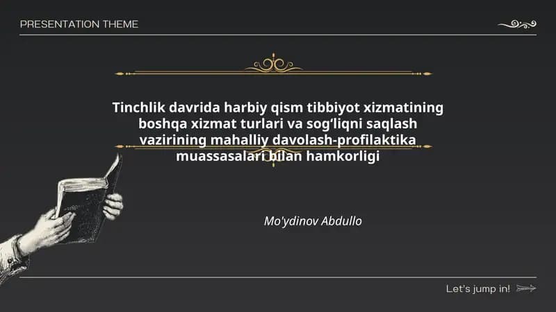 Tinchlik davrida harbiy qism tibbiyot xizmati