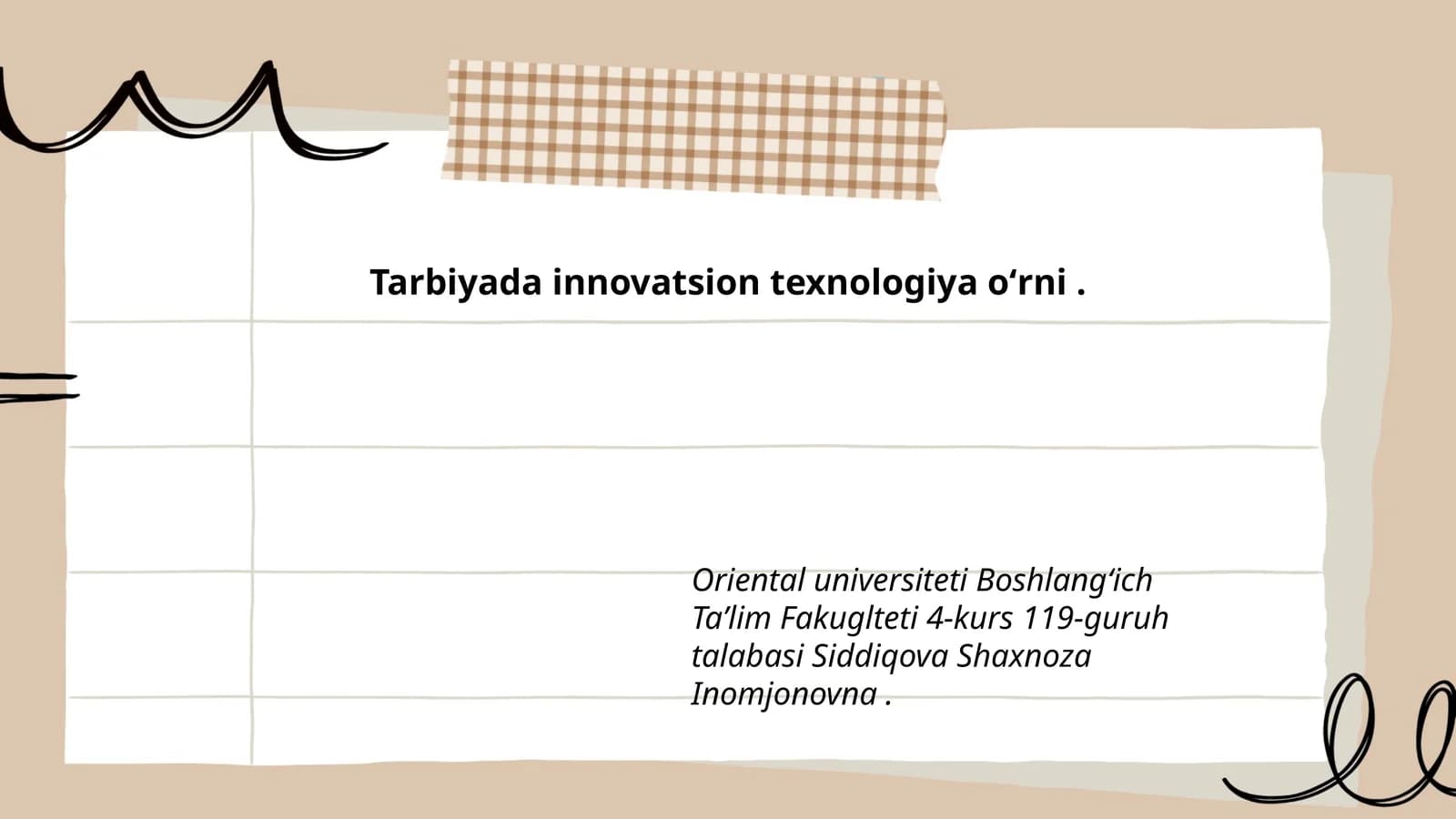 Tarbiyada innovatsion texnologiya oʻrni