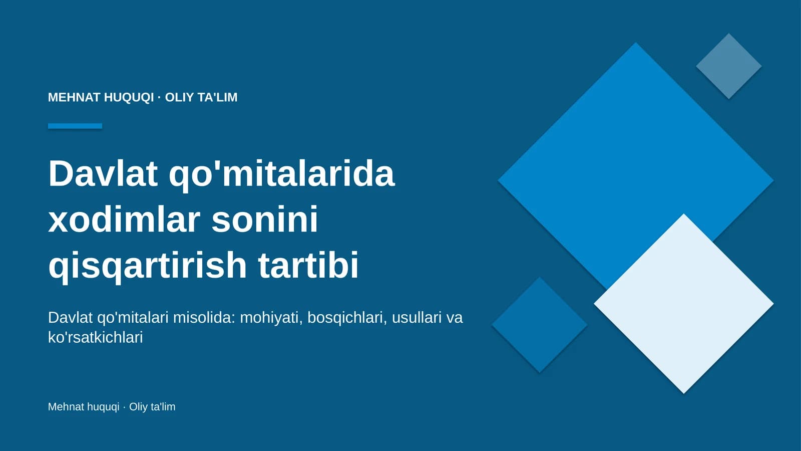 Davlat qo'mitalarida xodimlar sonini qisqartirish tartibi