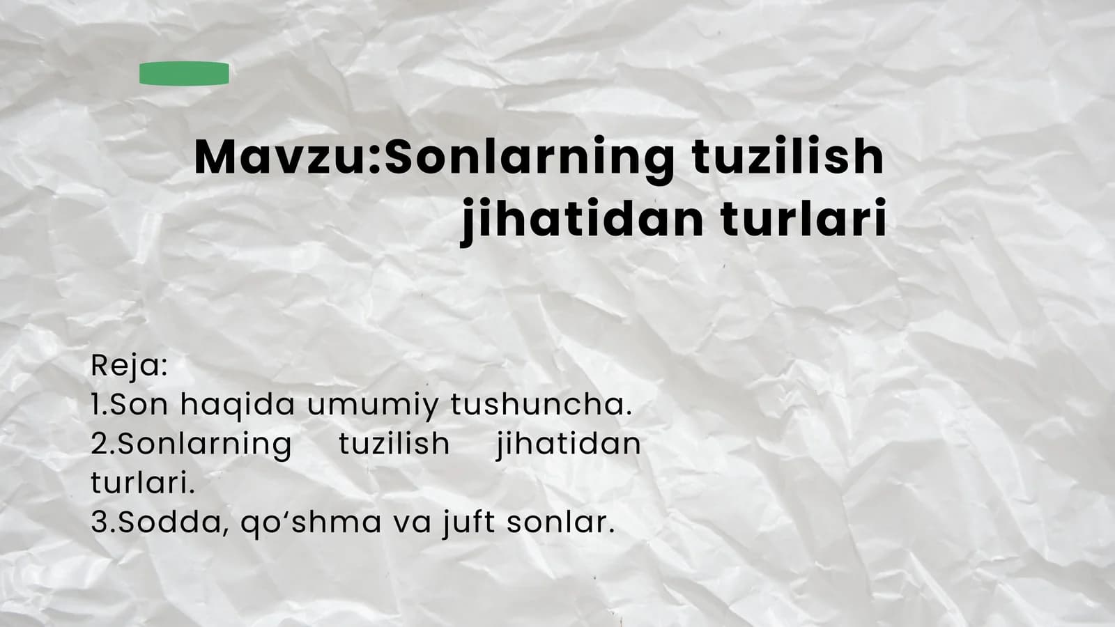 Sonlarning tuzilish jihatidan turlari