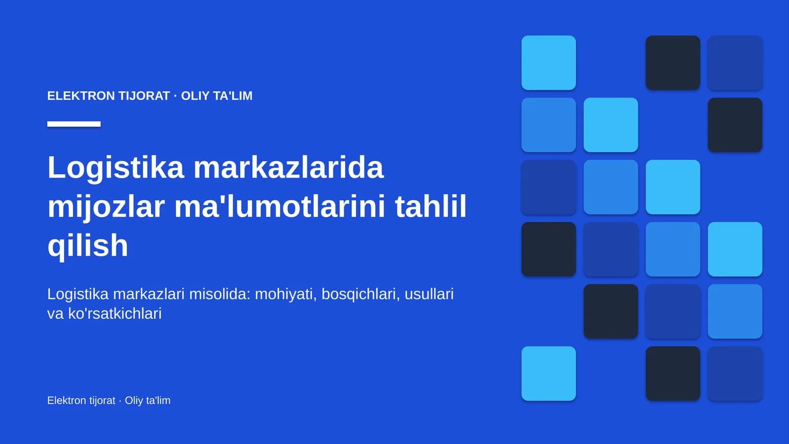 Logistika markazlarida mijozlar ma'lumotlarini tahlil qilish