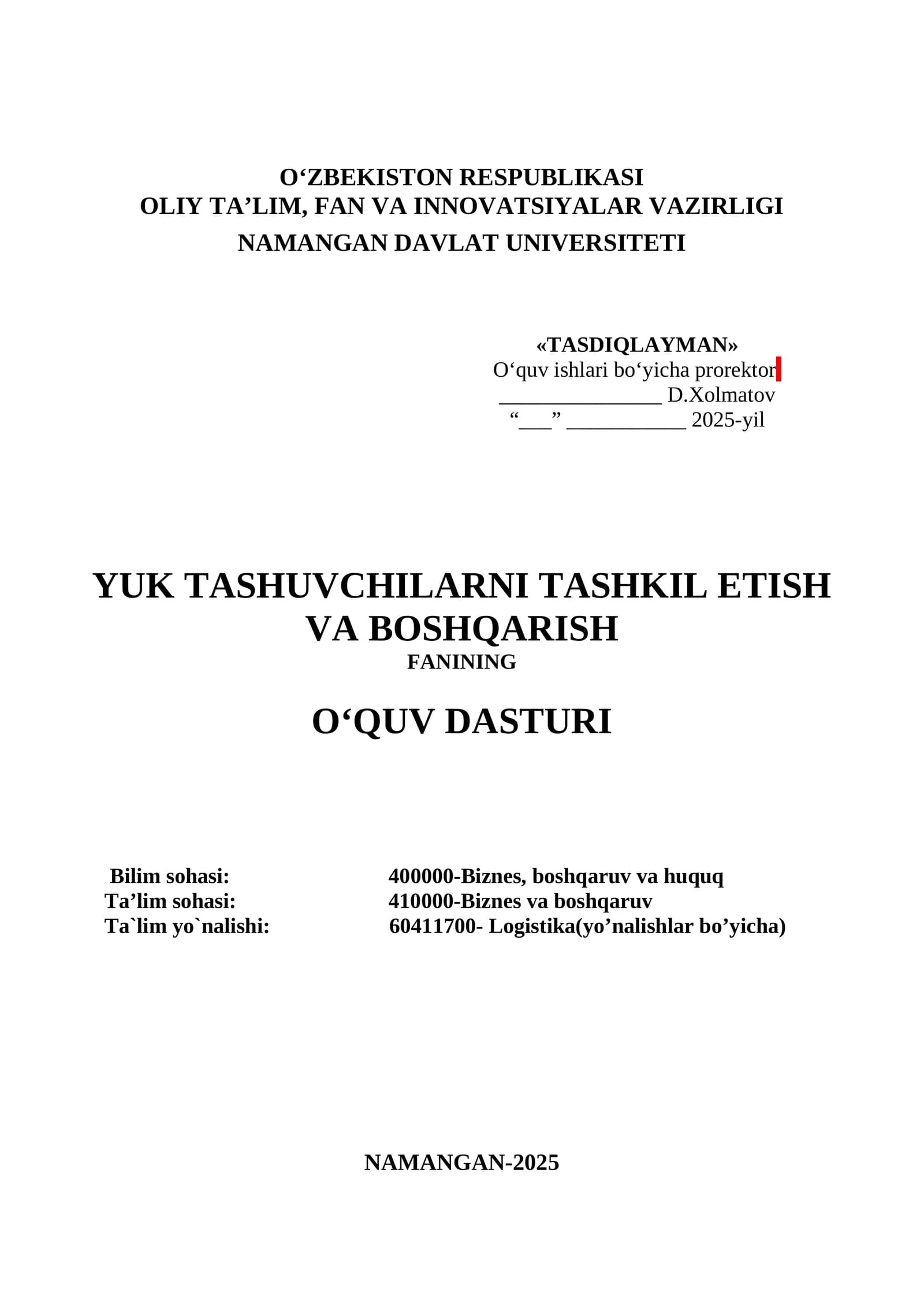 Yuk tashuvchilarni tashkil etish va boshqarish