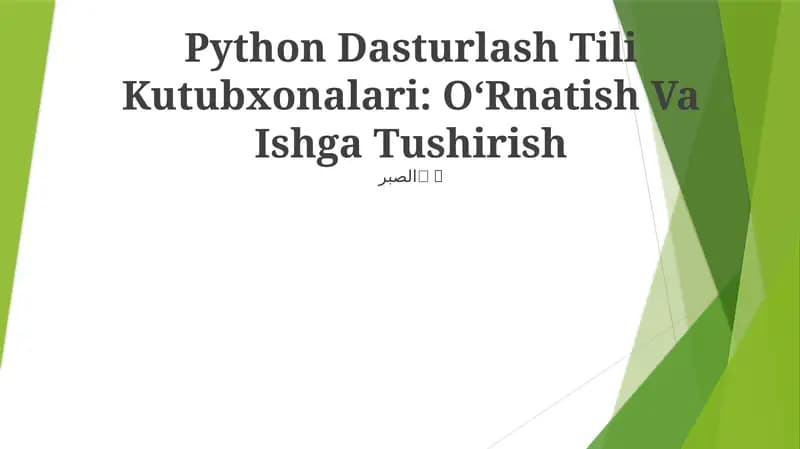 Python Dasturlash Tili Kutubxonalari: OʻRnatish Va Ishga Tushirish