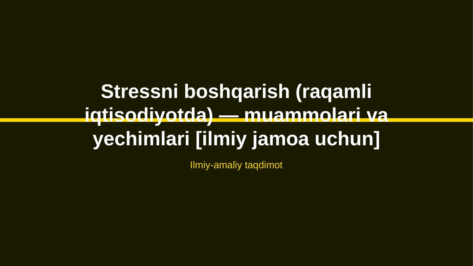 Stressni boshqarish (raqamli iqtisodiyotda) — muammolari va yechimlari [ilmiy jamoa uchun]