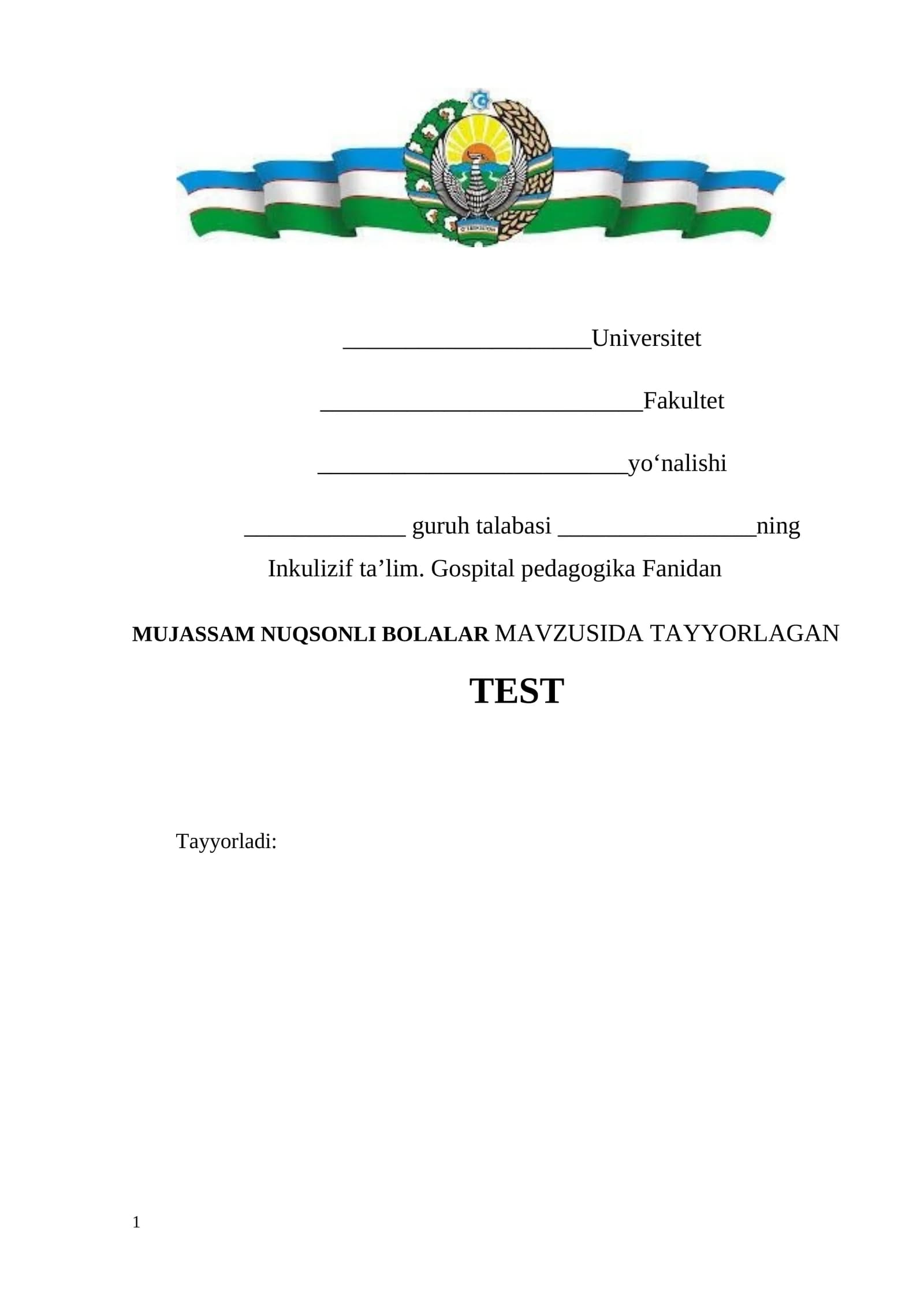 MUJASSAM NUQSONLI BOLALAR