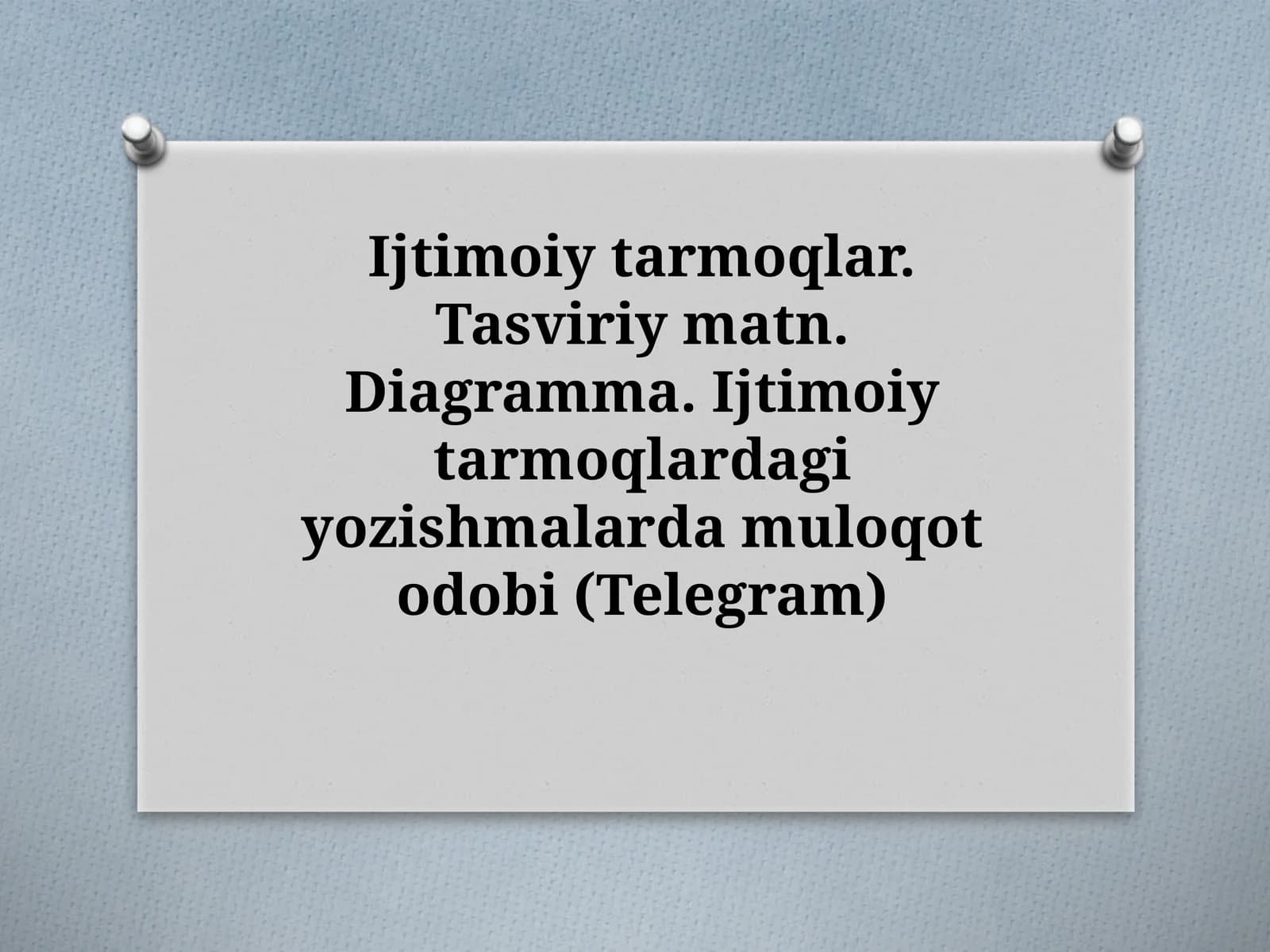 Ijtimoiytarmoqlar.Tasviriymatn.Diagramma.Ijtimoiytarmoqlardagiyozishmalardamuloqotodobi(Telegram)