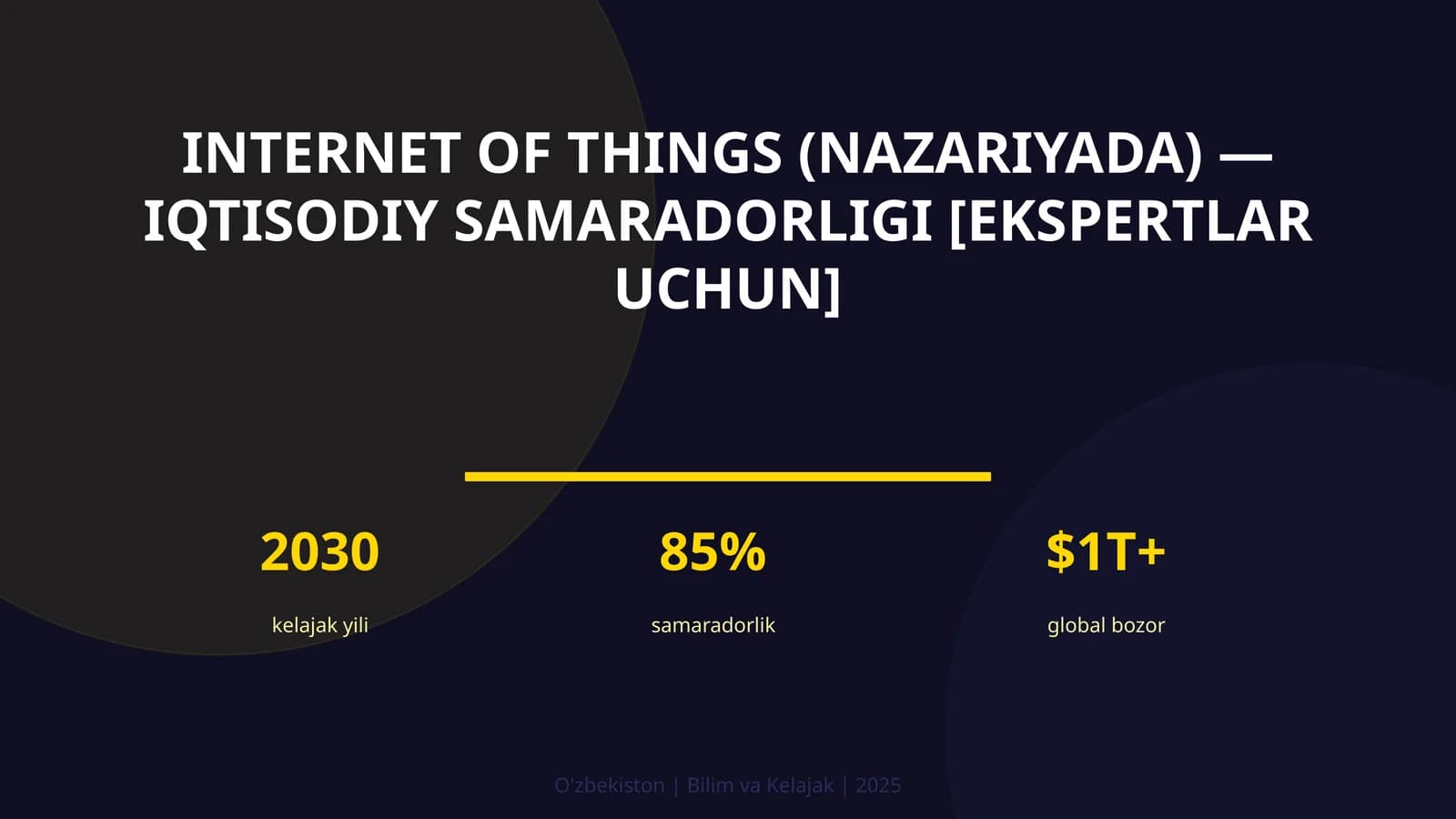 Internet of Things (nazariyada) — iqtisodiy samaradorligi [ekspertlar uchun]