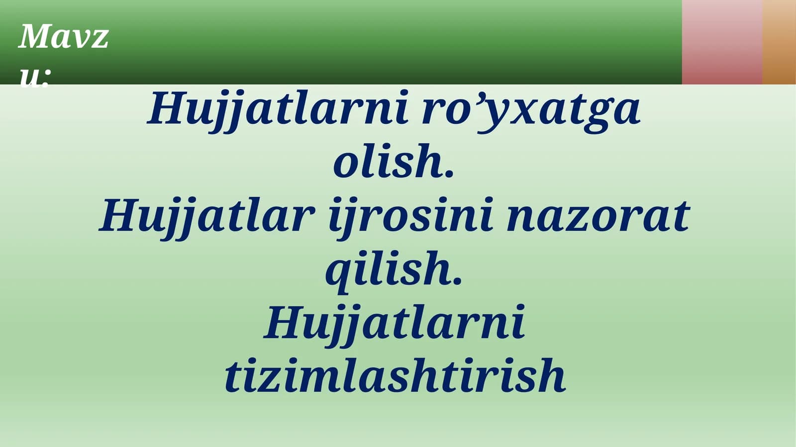 Hujjatlarniro'yxatgaolish