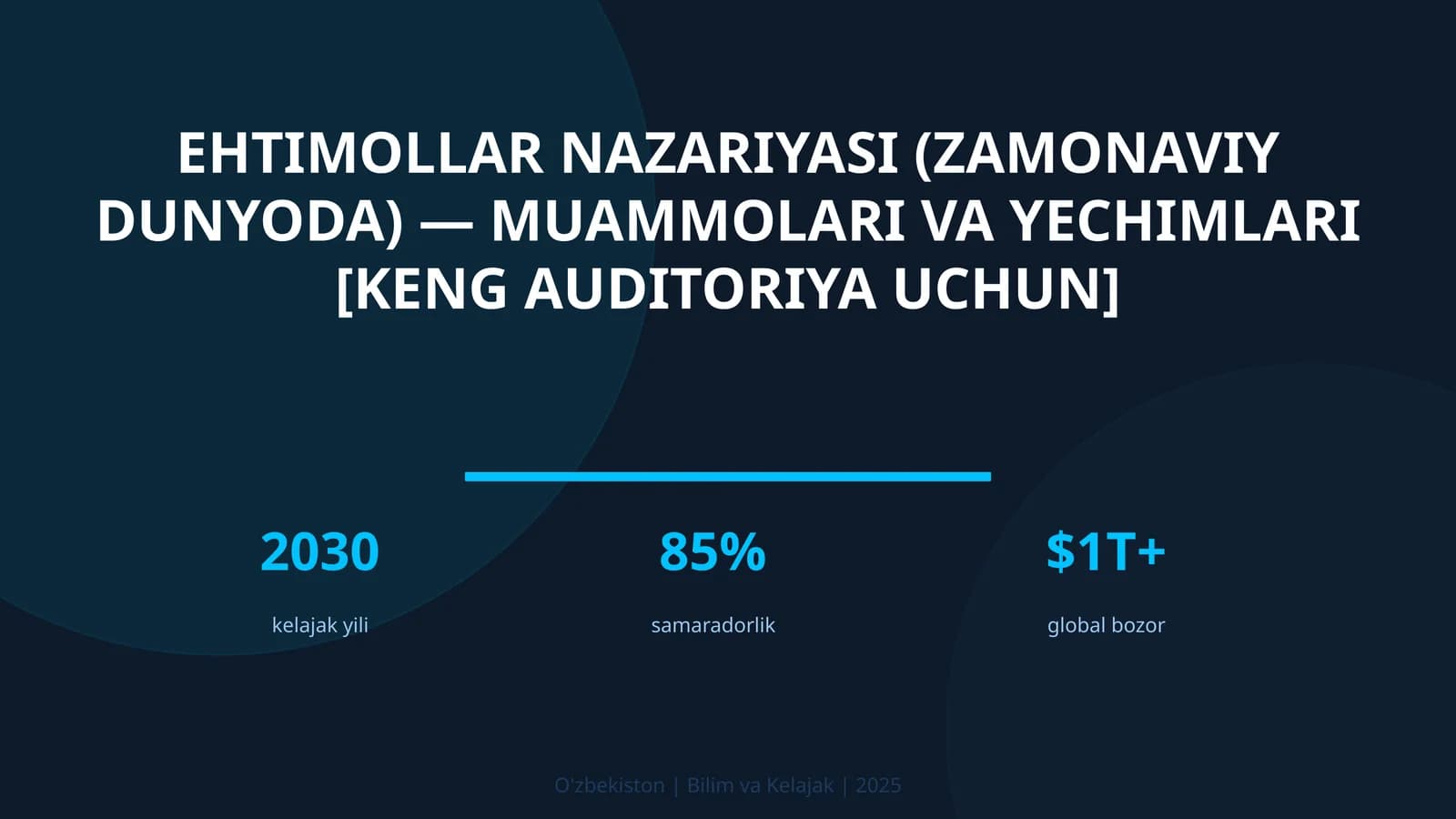 Ehtimollar nazariyasi (zamonaviy dunyoda) — muammolari va yechimlari [keng auditoriya uchun]