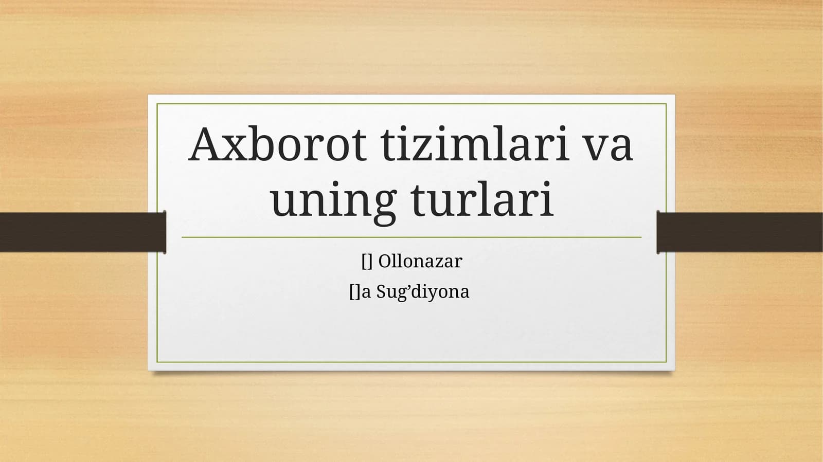 Axborot tizimlari va uning turlari