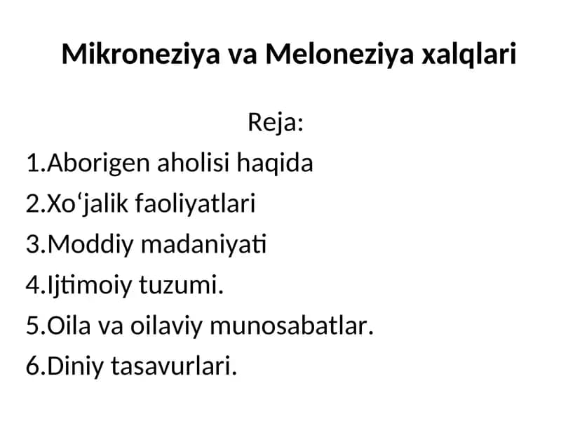 Mikroneziya va Meloneziya xalqlari