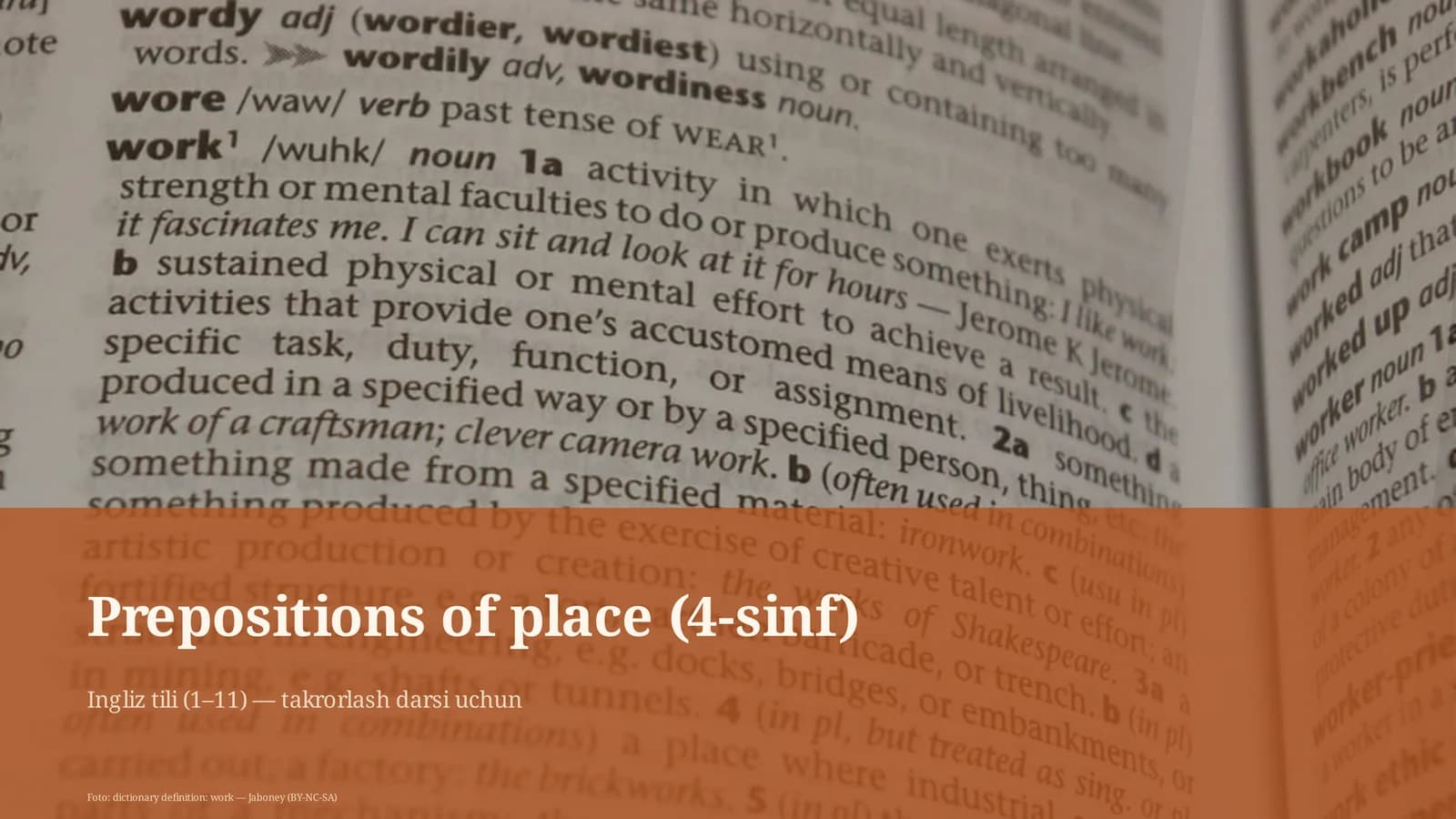 Prepositions of place (4-sinf)