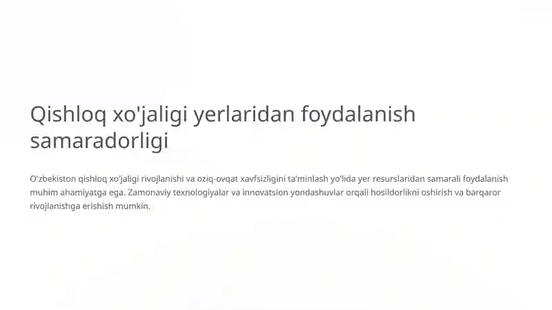 Qishloq xo'jaligi yerlaridan foydalanish samaradorligi