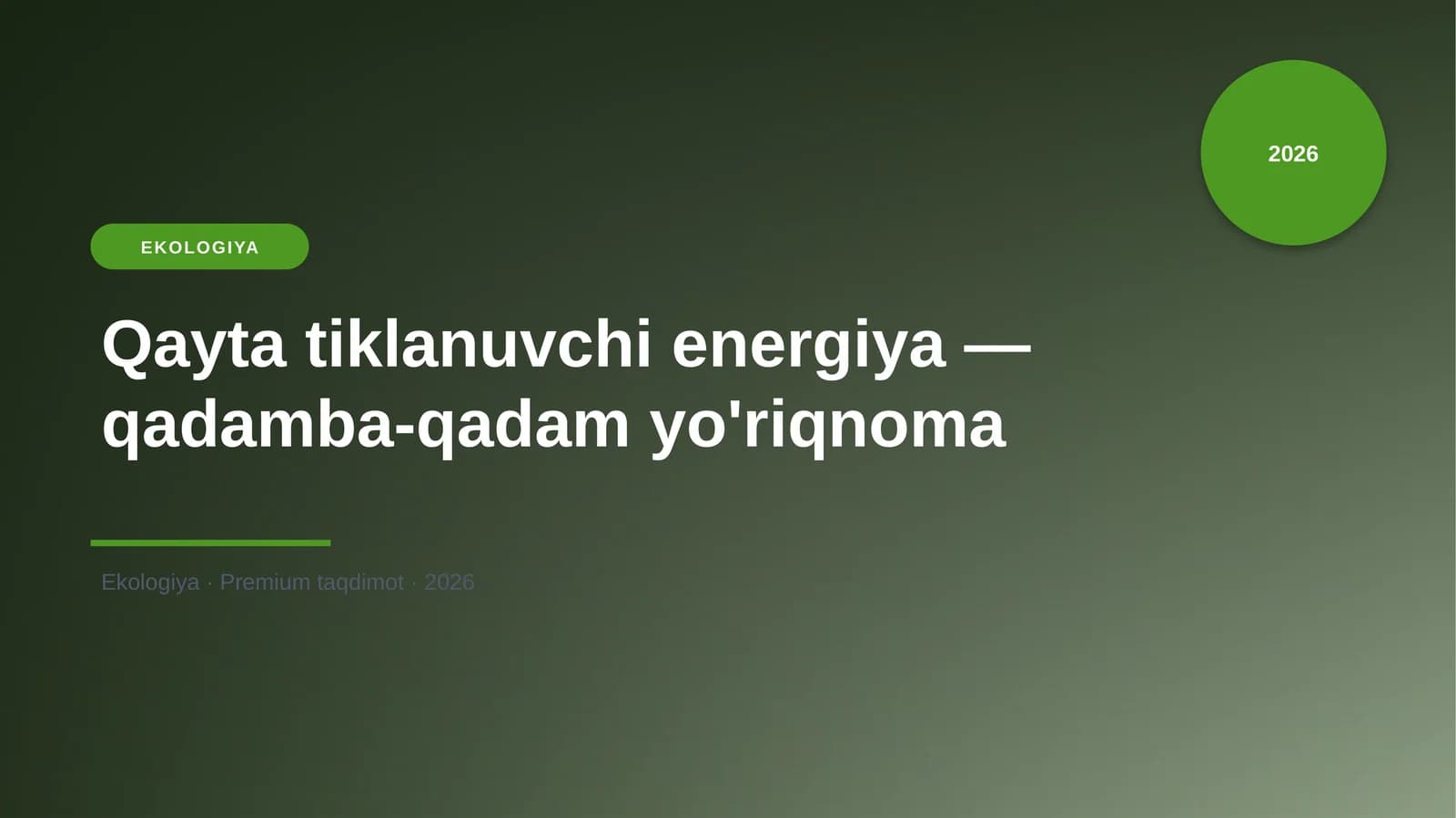 Qayta tiklanuvchi energiya — qadamba-qadam yo'riqnoma