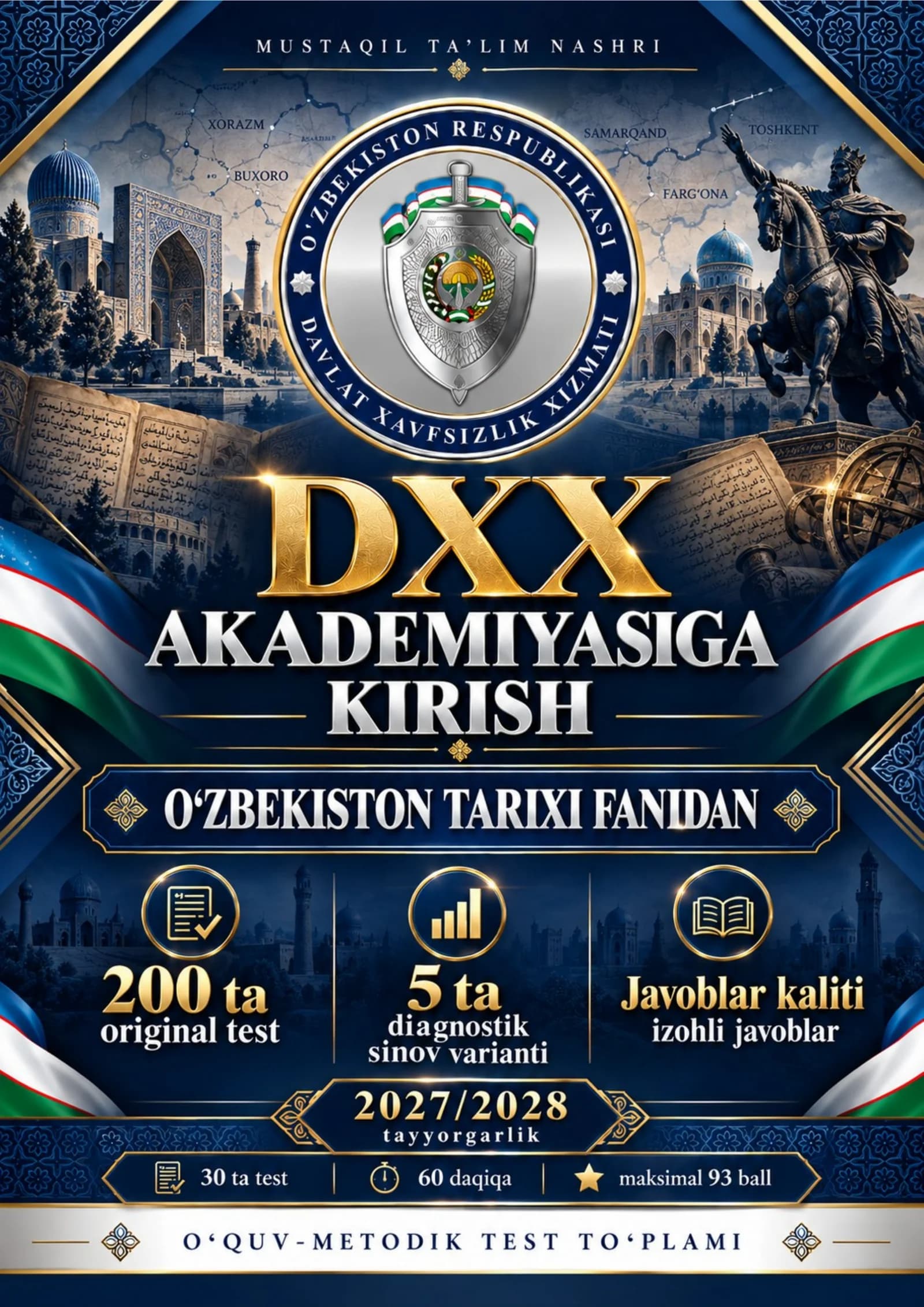 DXX AKADEMIYASIGA KIRISH O'zbekiston tarixi 200 test 2027-2028 QABUL.docx