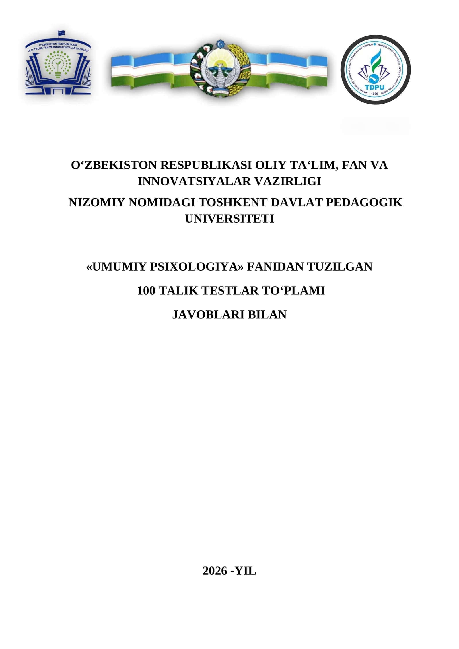 100 talik testlar to'plami