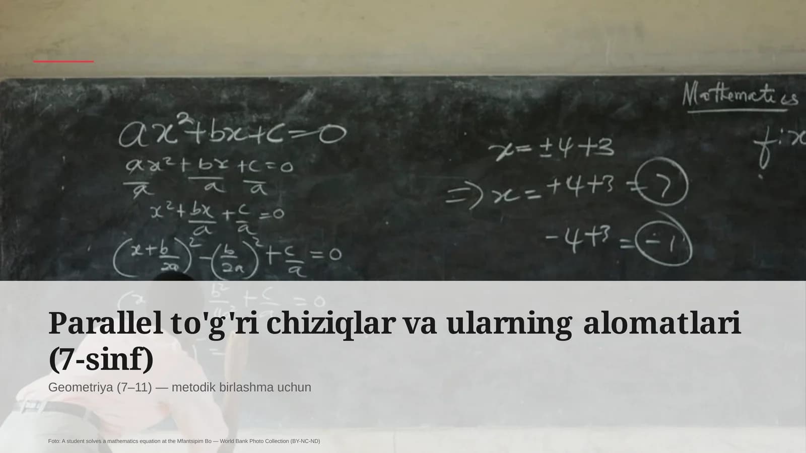 Parallel to'g'ri chiziqlar va ularning alomatlari (7-sinf)