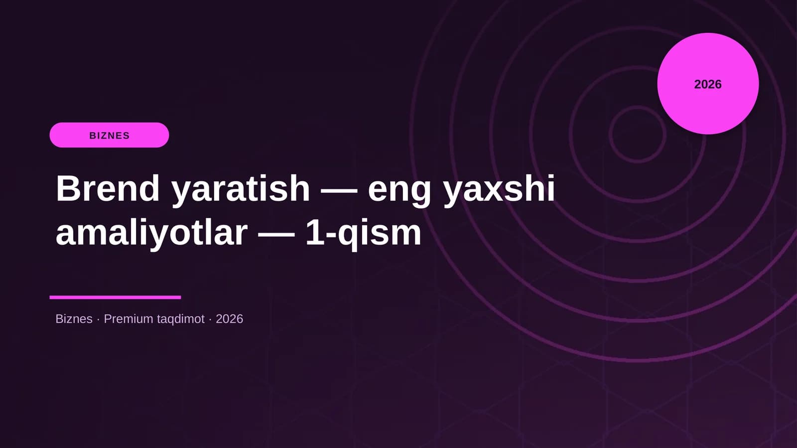 Brend yaratish — eng yaxshi amaliyotlar — 1-qism