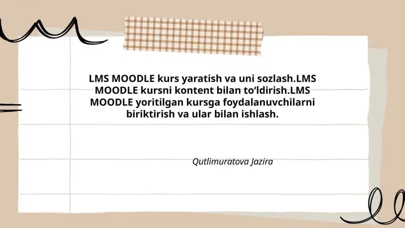 LMS MOODLE kurs yaratish va uni sozlash