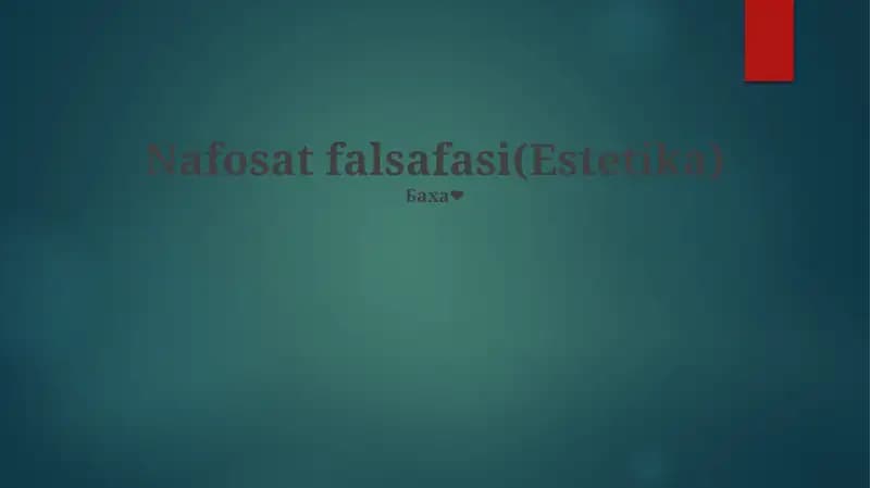 Nafosat falsafasi(Estetika)