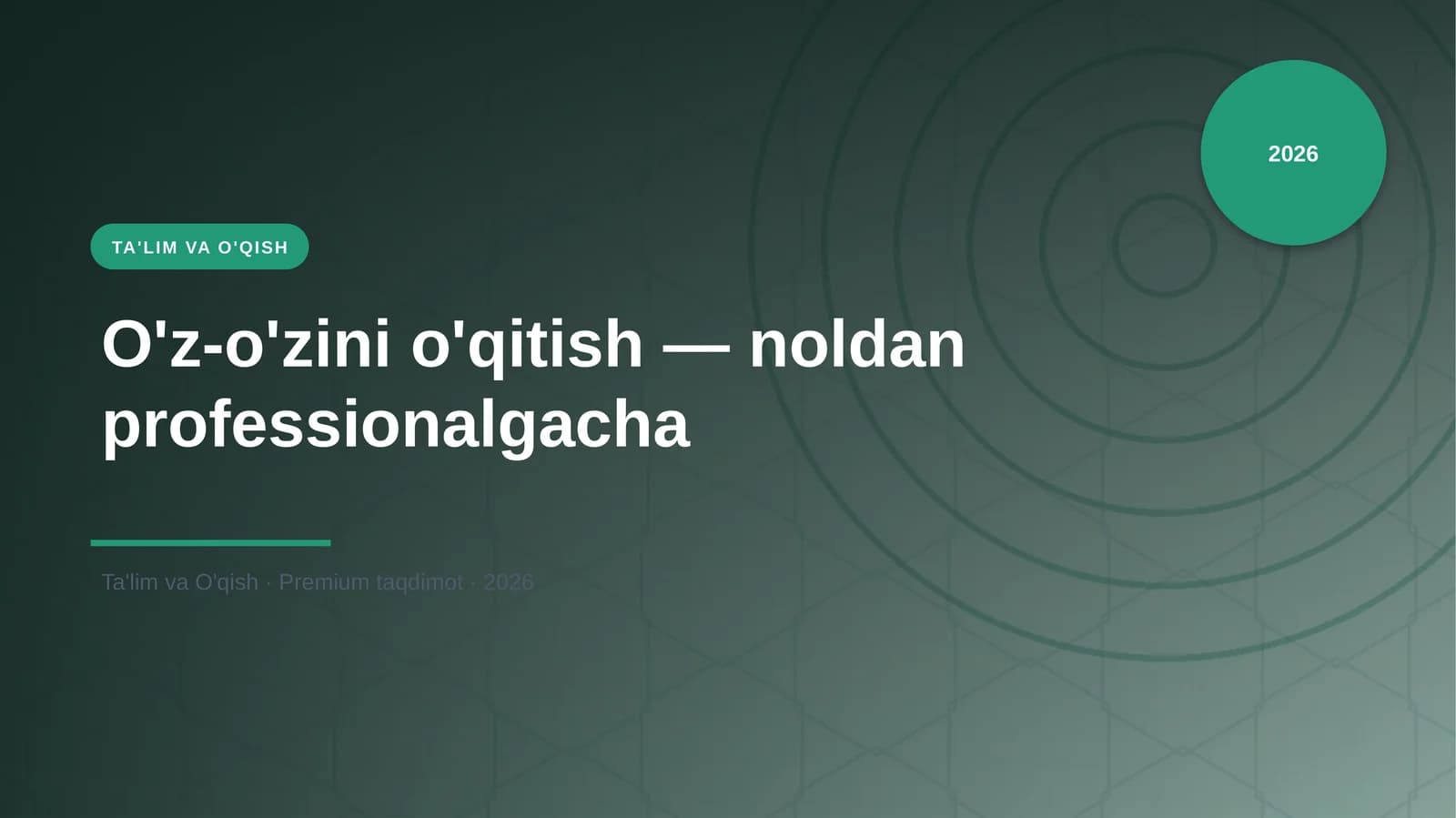 O'z-o'zini o'qitish — noldan professionalgacha