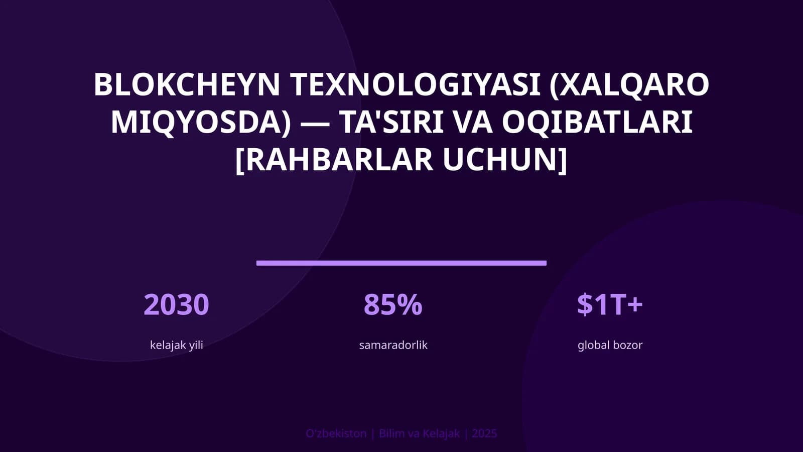 Blokcheyn texnologiyasi (xalqaro miqyosda) — ta'siri va oqibatlari [rahbarlar uchun]