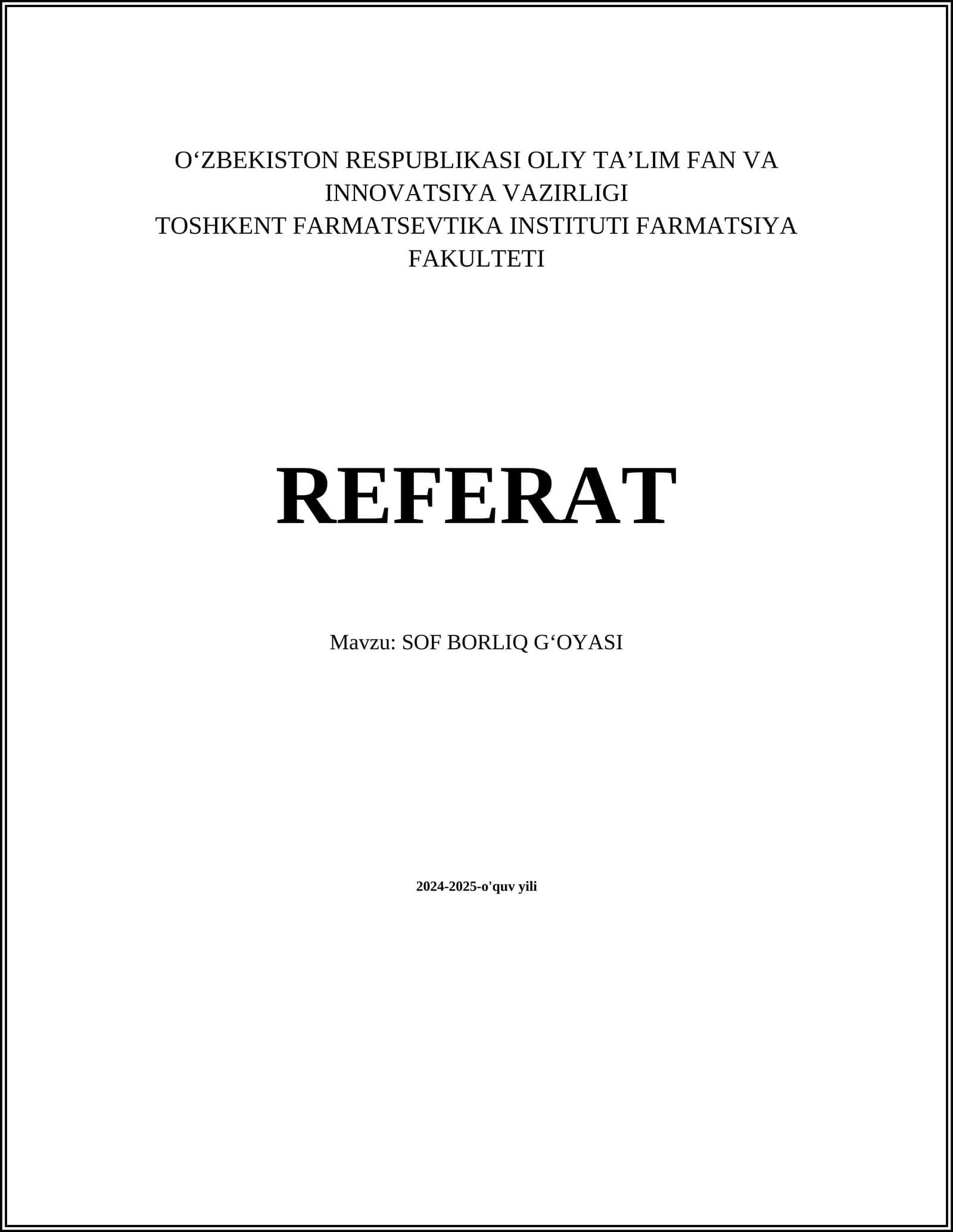 SOF BORLIQ GʻOYASI