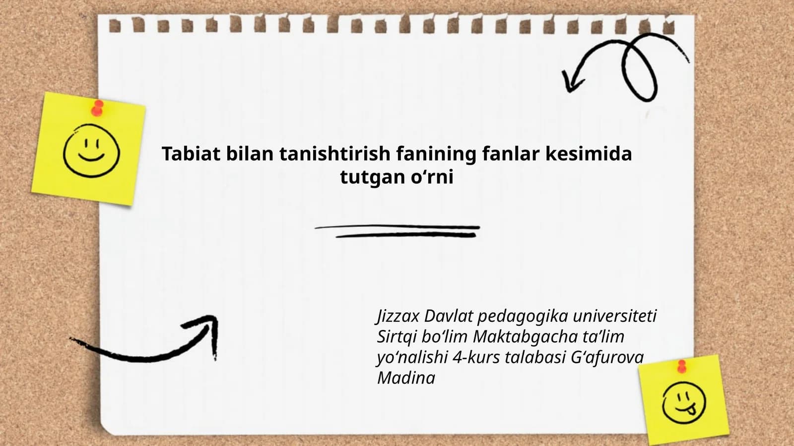 Tabiat bilan tanishtirish fanining fanlar kesimida tutgan oʻrni