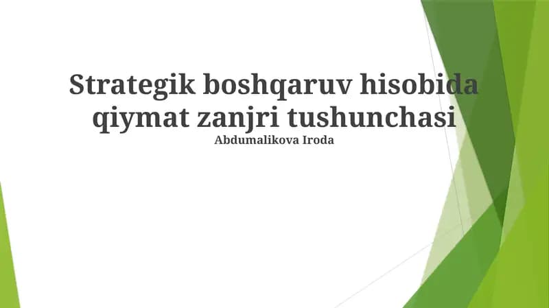Strategik buxgalteriya hisobi va qiymat zanjiri