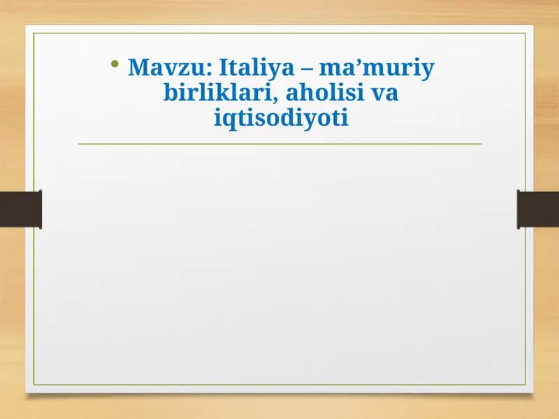 Italiya–ma’muriy birliklari, aholisi va iqtisodiyoti